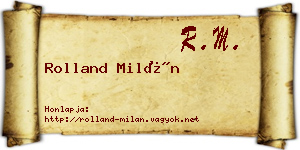 Rolland Milán névjegykártya